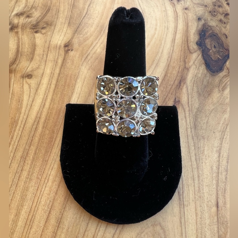 Silver & Smokey Quartz Ring SZ 7 - Picture 4 of 11